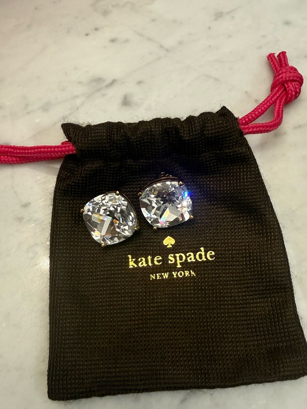 kate spade Clear Cushion-Cut Crystal Stud Earrings